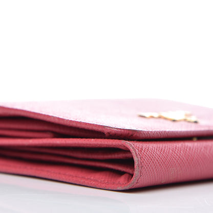 Prada Saffiano Metal Tri-Fold Wallet Peonia 7 of 12