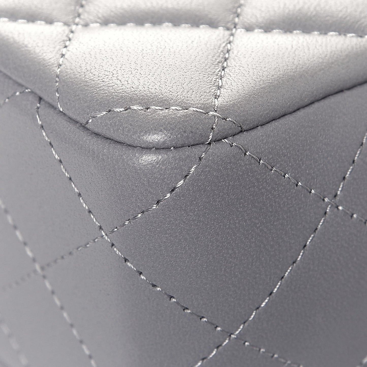 Lambskin Quilted Mini Rectangular Flap Grey
