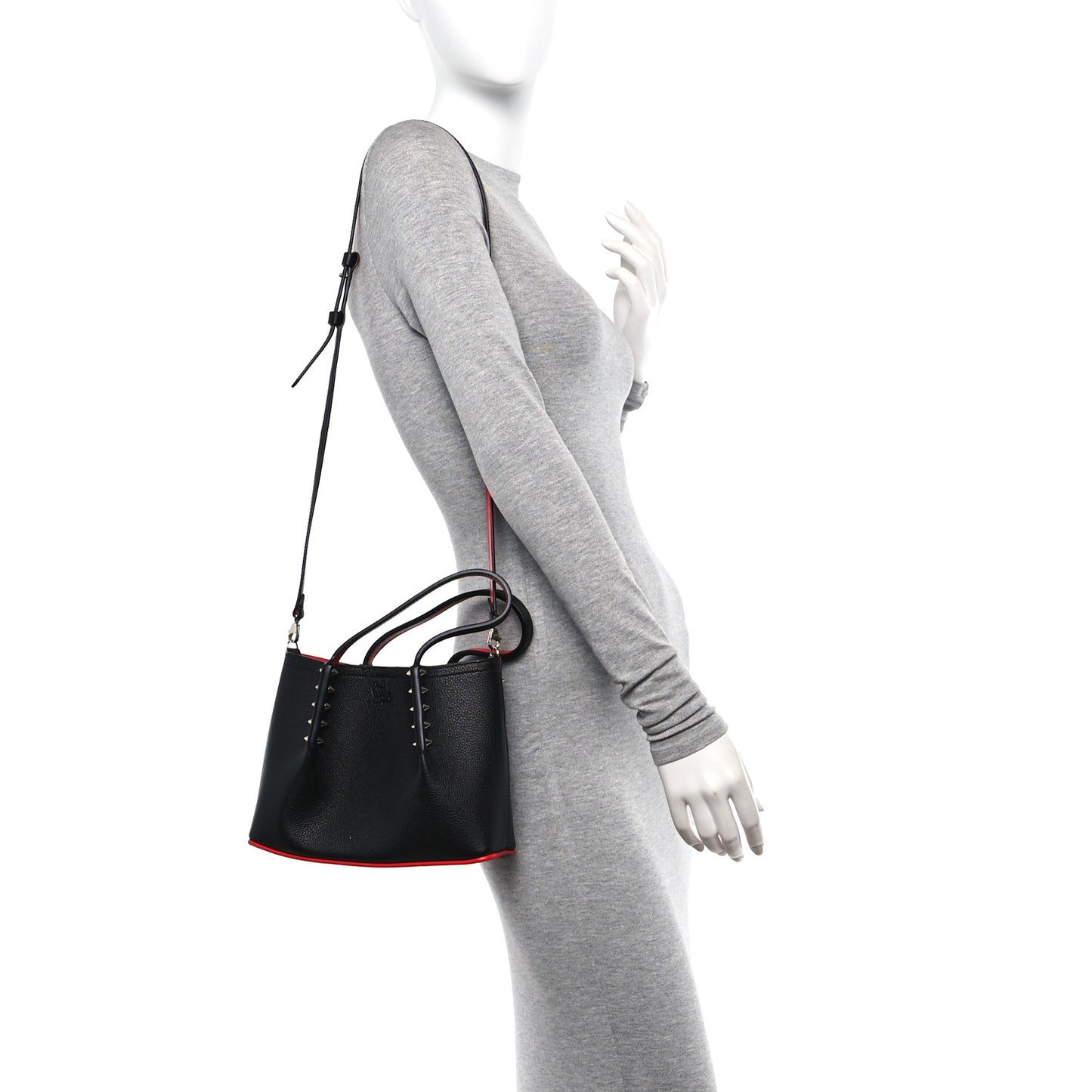 Calfskin Spiked Mini Cabarock Shopper Tote Black