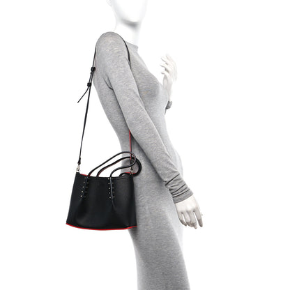 Christian Louboutin Calfskin Spiked Mini Cabarock Shopper Tote Black 2 of 10