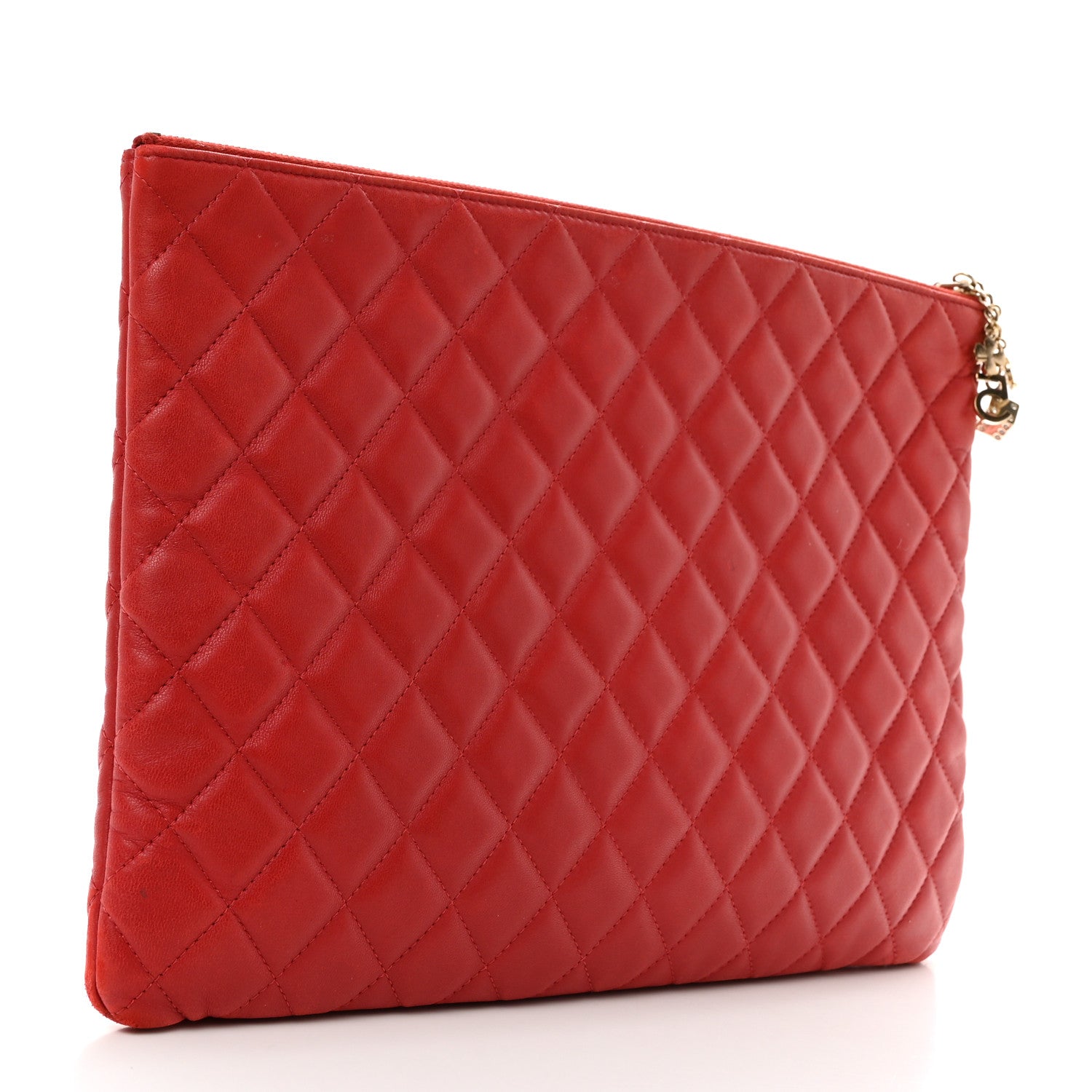 Chanel Lambskin Quilted Large Casino Beauty CC Cosmetic Case Red 3 of 7
