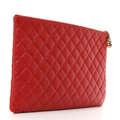 Chanel Lambskin Quilted Large Casino Beauty CC Cosmetic Case Red 3 of 7