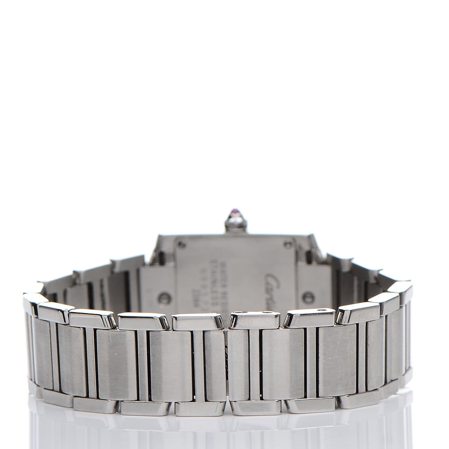 Stainless Steel Pink Mother of Pearl 20mm Tank Francaise Quartz Watch