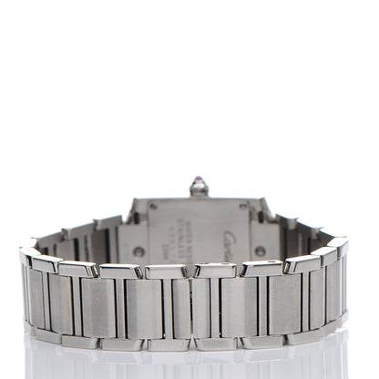 Cartier Stainless Steel Pink Mother of Pearl 20mm Tank Francaise Quartz Watch 4 of 9