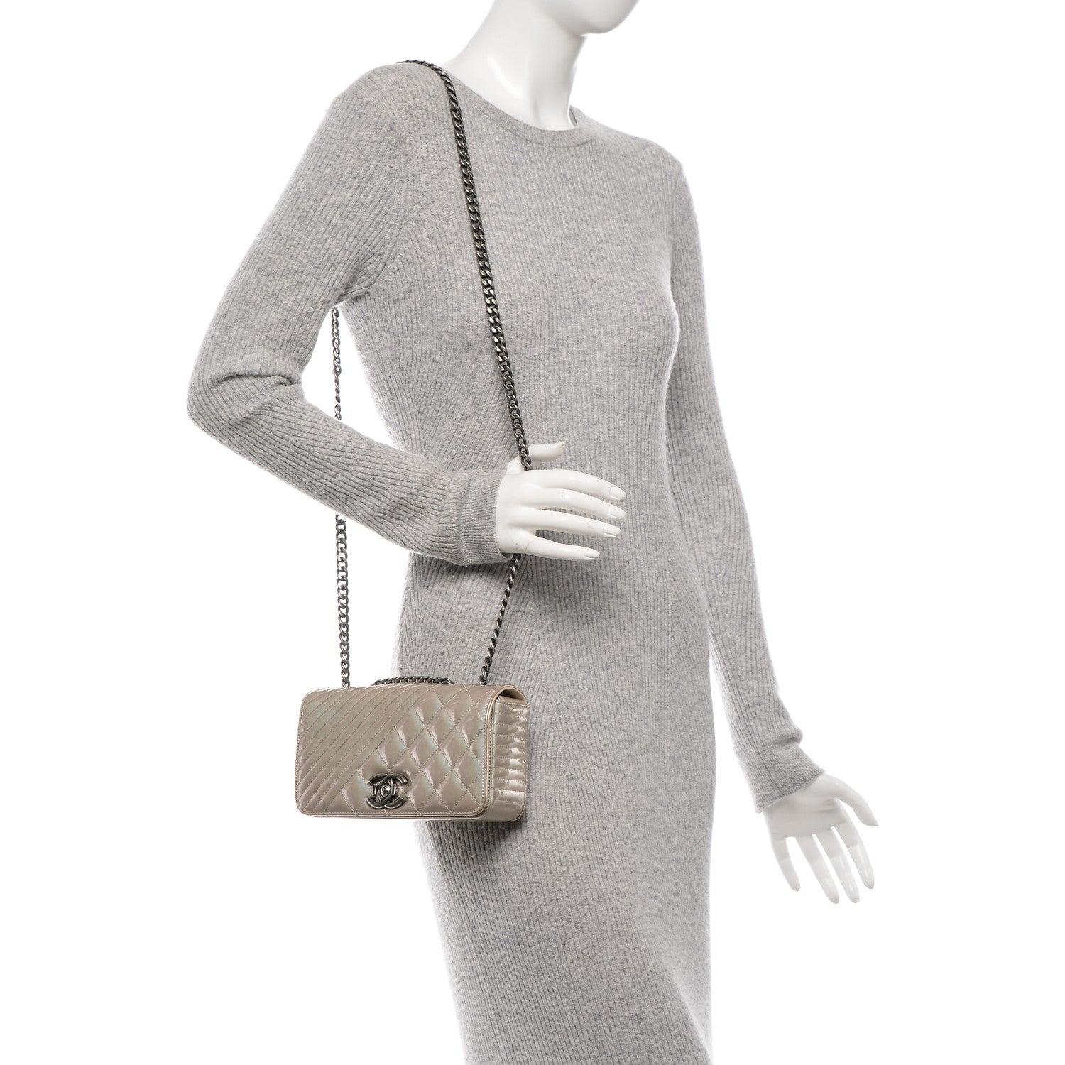 Chanel Patent Quilted Small Coco Boy Flap Light Gold 2 of 7