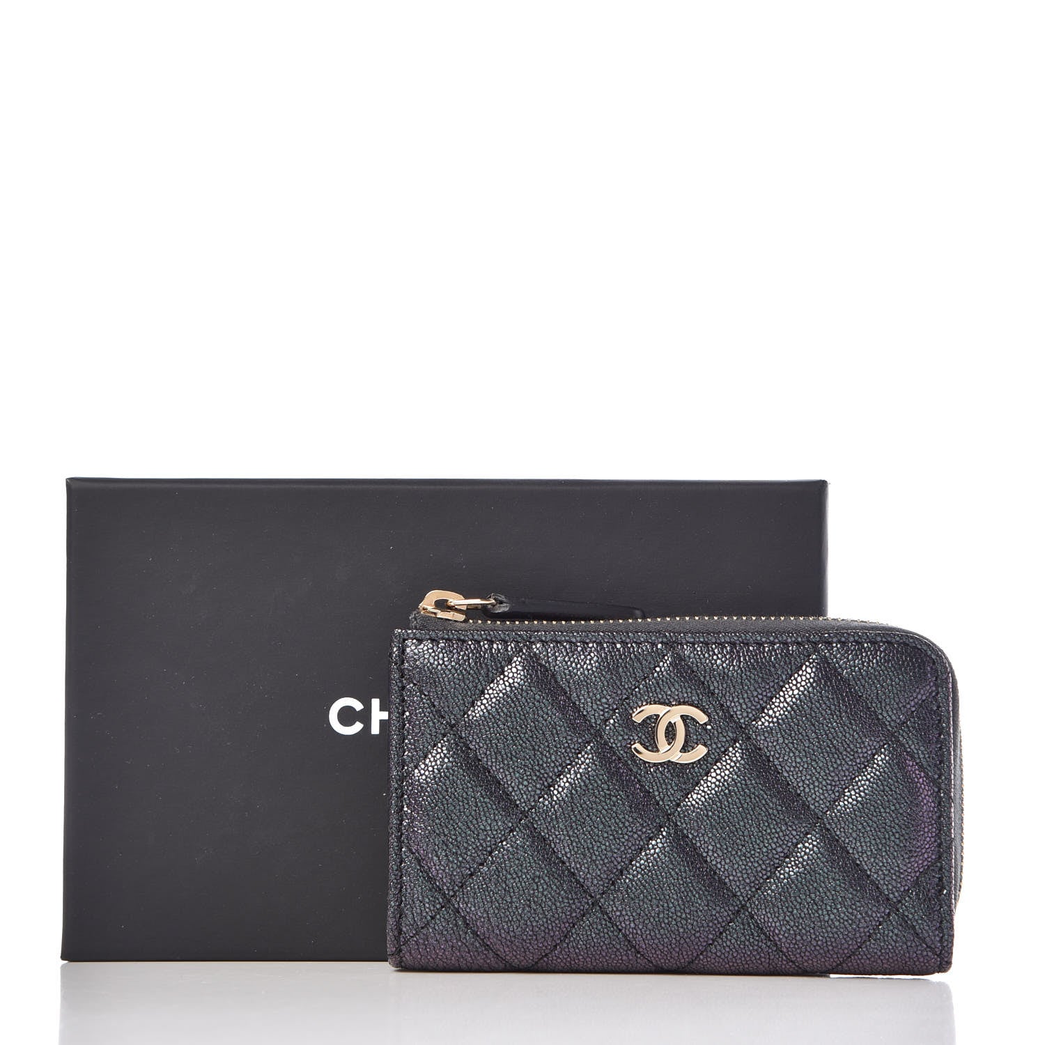 Chanel Iridescent Caviar Quilted Key Holder Case Black 16 of 16