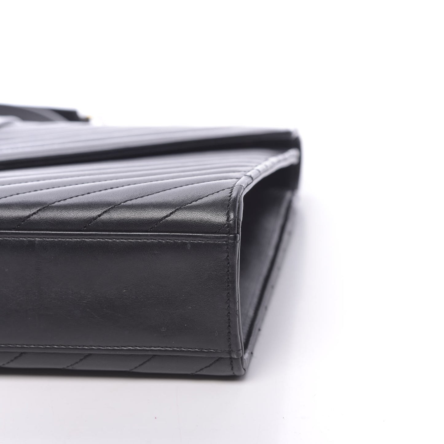 Smooth Calfskin Matelasse Chevron Large Monogram Satchel Black
