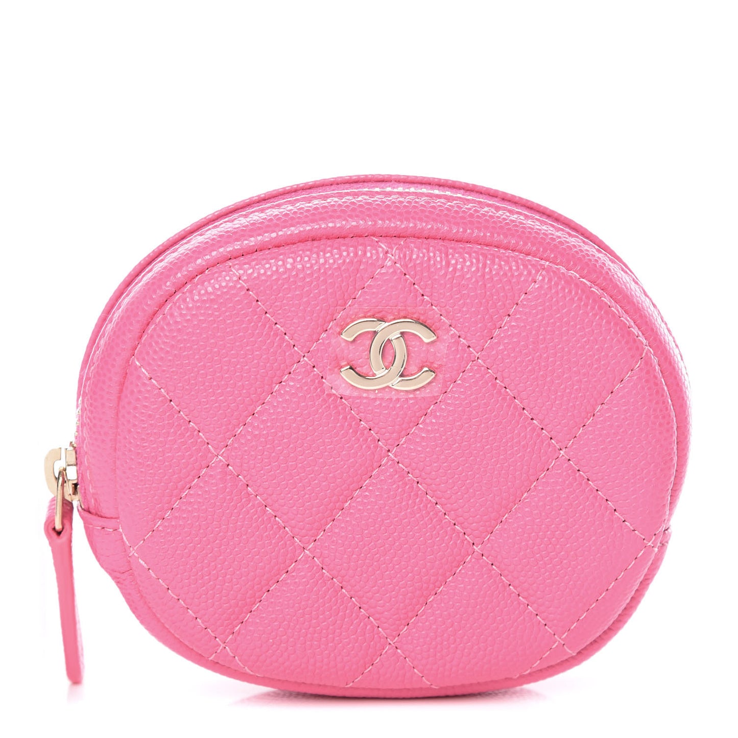 Iridescent Caviar Quilted Zip Around Classic Coin Purse Pink