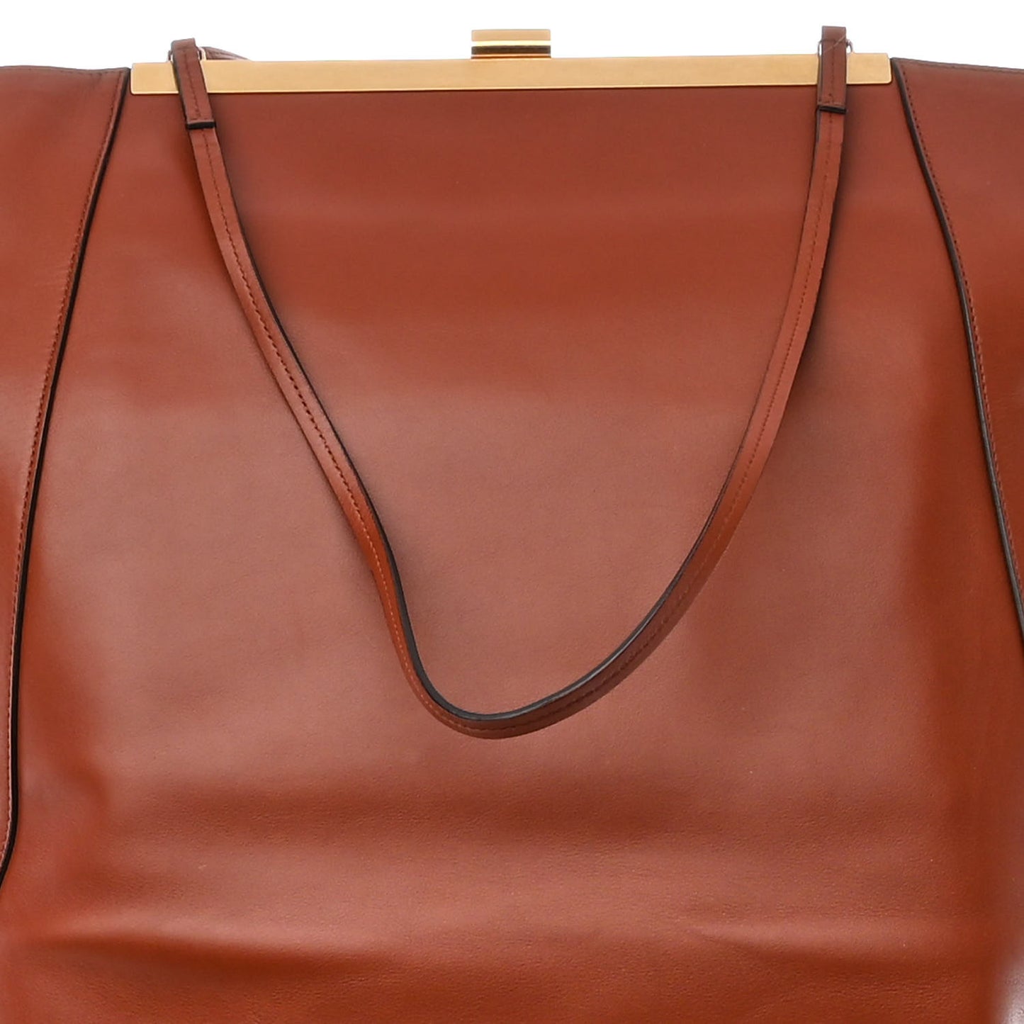 Calfskin Vertical Clasp Cabas Marron Terracotta