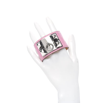 Hermes Matte Alligator Collier De Chien CDC Bracelet T2 5P Pink 2 of 7