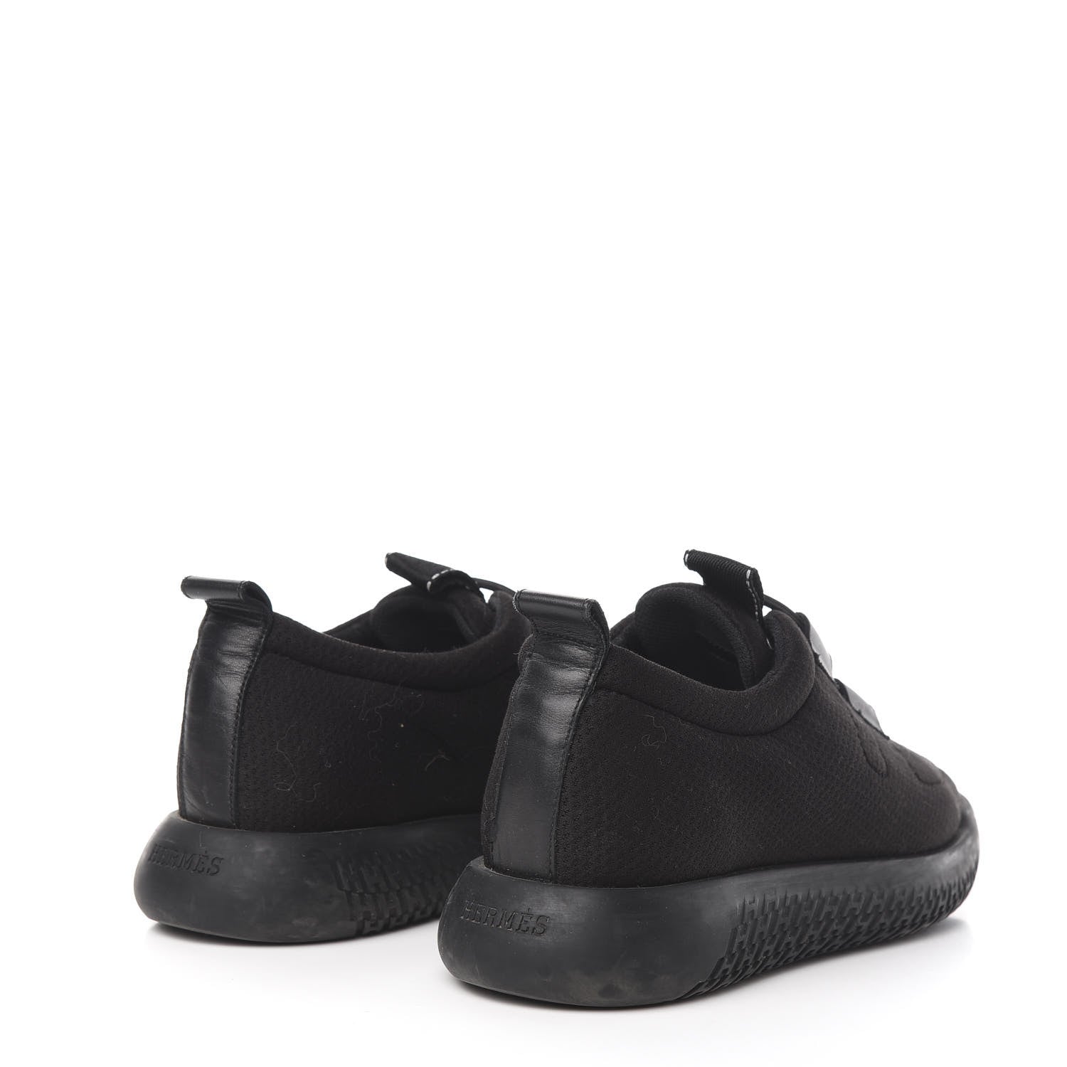 Hermes Mesh Technical Canvas Womens Team Sneakers 38 Black 4 of 8
