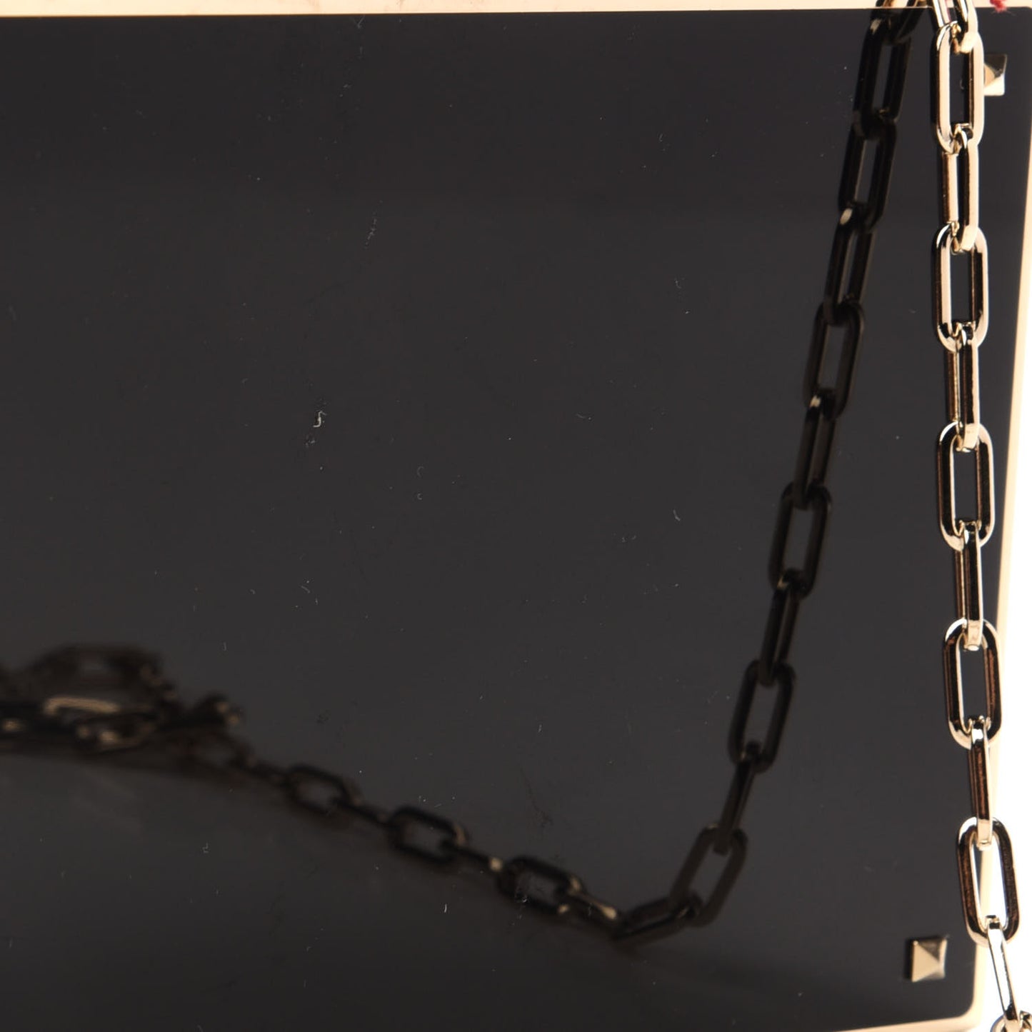 Metal Crystal VLTN Chain Clutch Black
