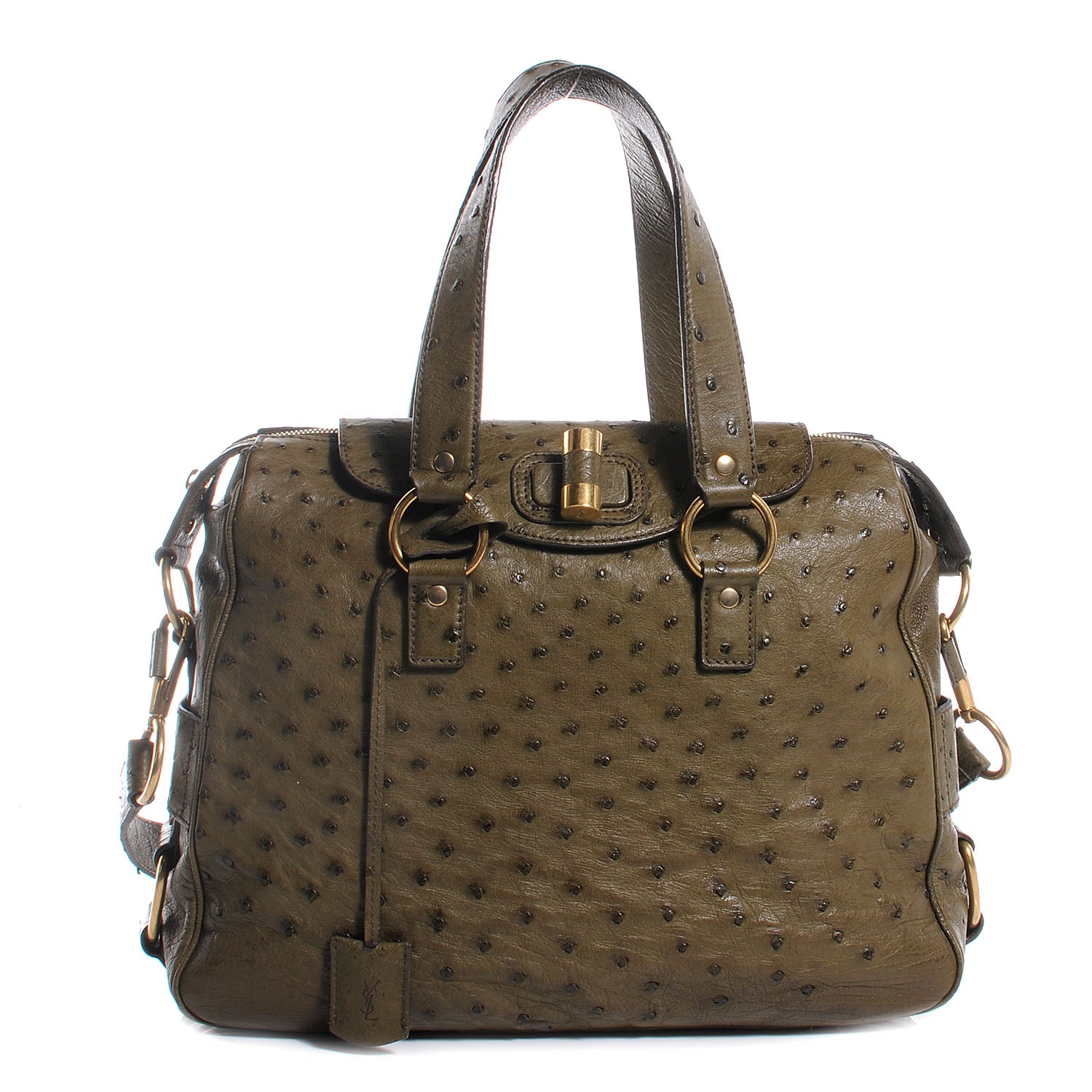 Saint Laurent Ostrich Rive Gauche Medium Jungle 1 of 8