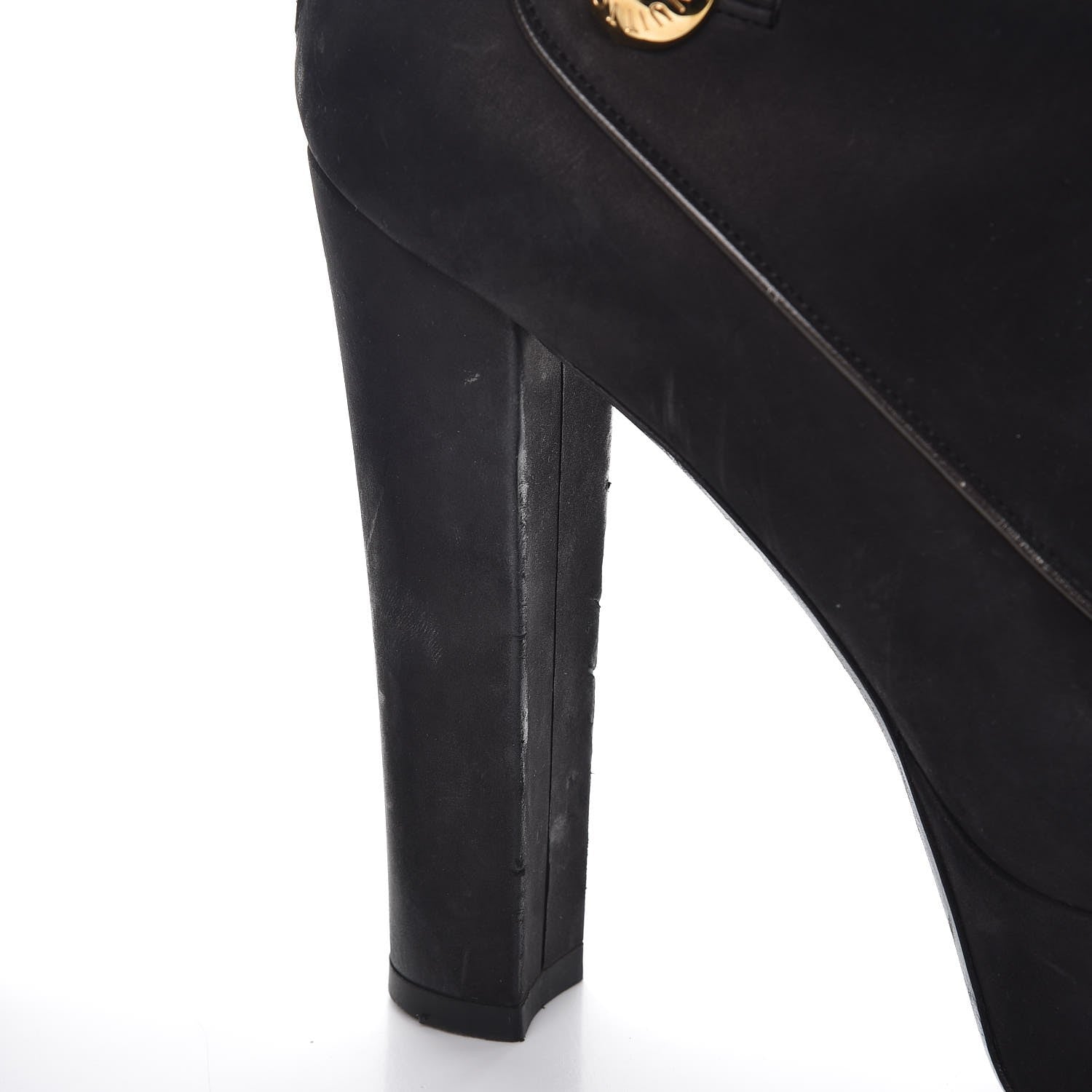 Louis Vuitton Suede Peep Toe Ankle Boots 37 Black 20 of 23