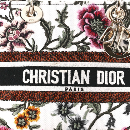 Christian Dior Canvas Petites Fleurs Embroidered Medium Lady D-Lite White Multicolor 8 of 10