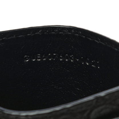 Saint Laurent Calfskin Crocodile Embossed Monogram Tiny Cassandra Credit Card Case Black 6 of 11