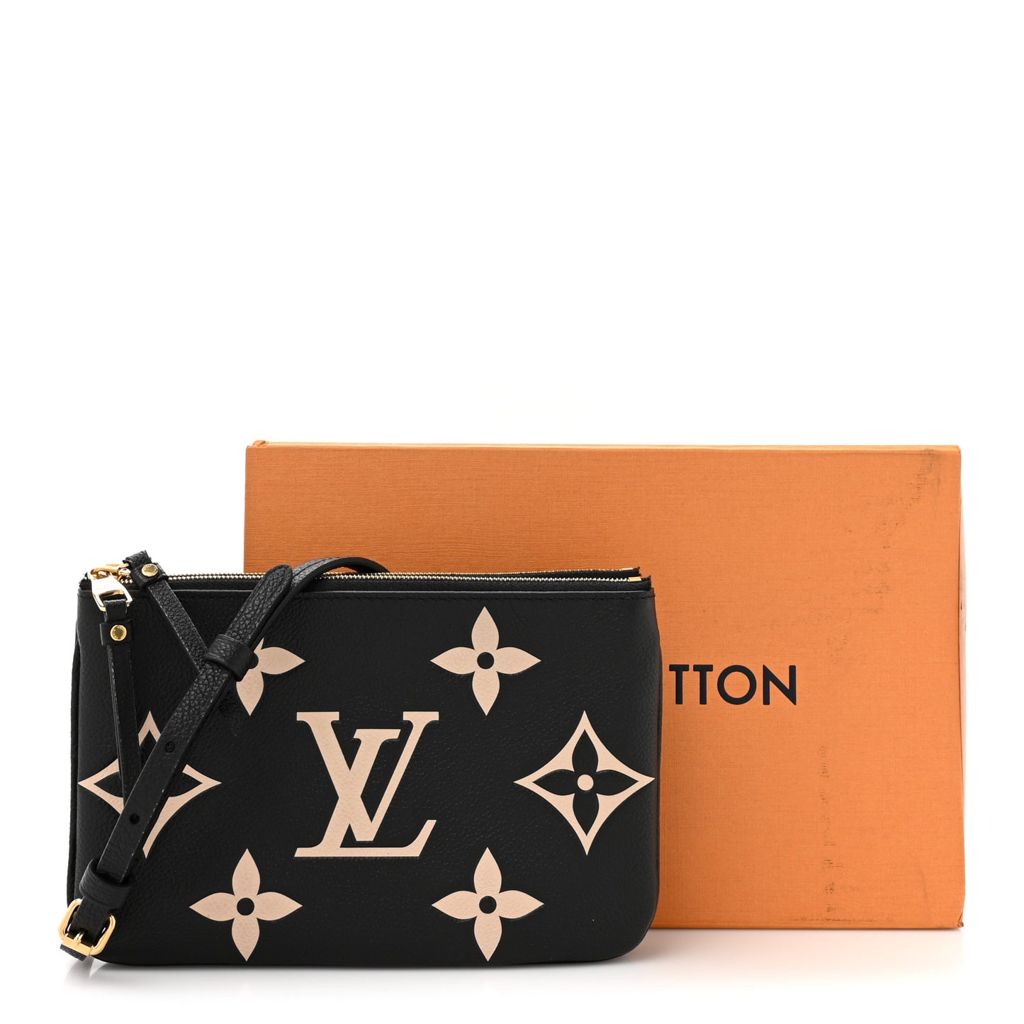 Empreinte Monogram Giant Double Zip Pochette Black Cream