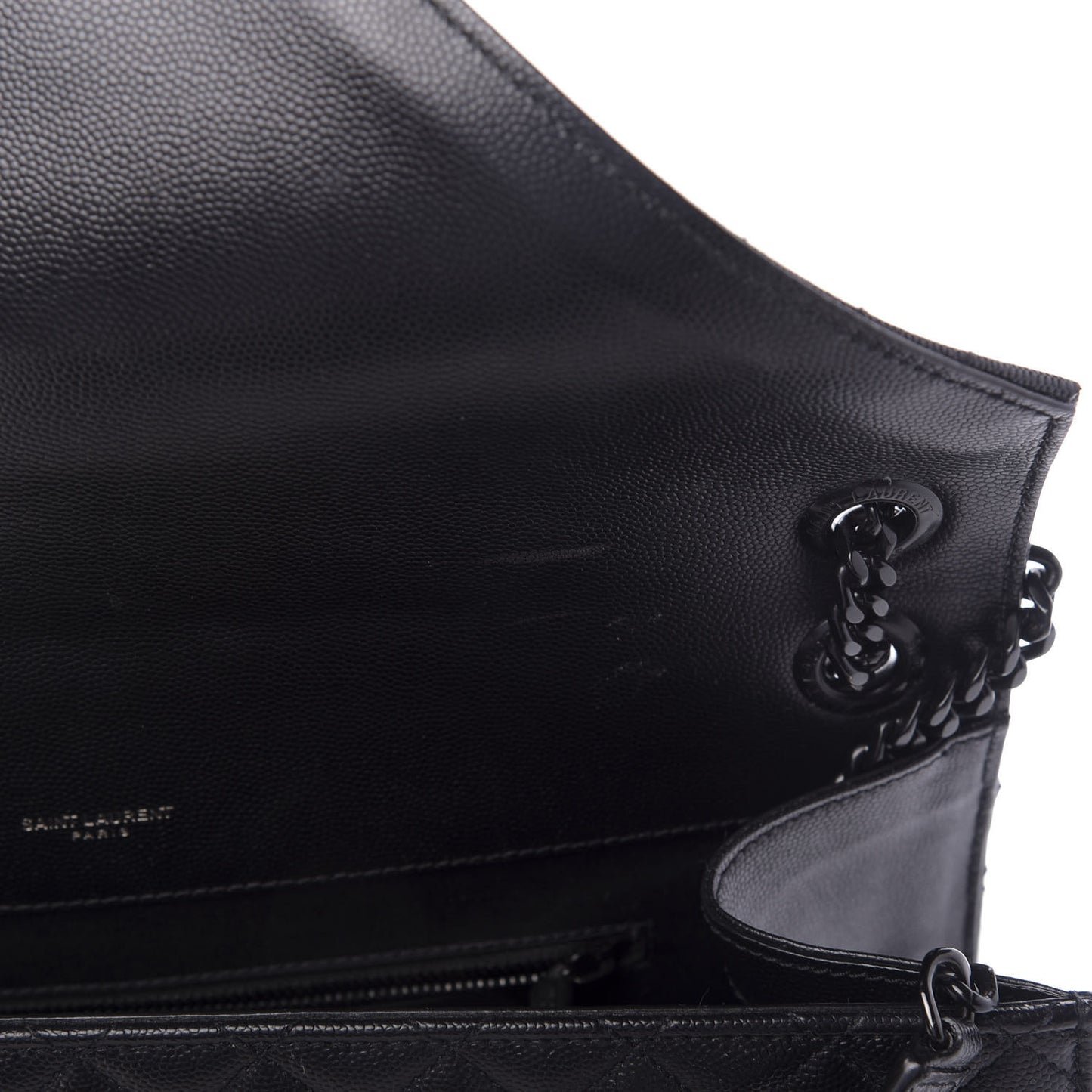 Grain De Poudre Textured Mixed Matelasse Large Triquilt Monogram Monochrome Satchel Black