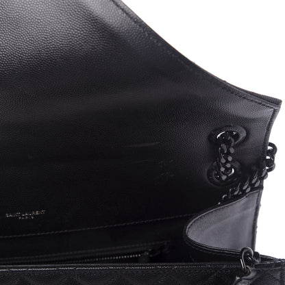 Saint Laurent Grain De Poudre Textured Mixed Matelasse Large Triquilt Monogram Monochrome Satchel Black 8 of 13
