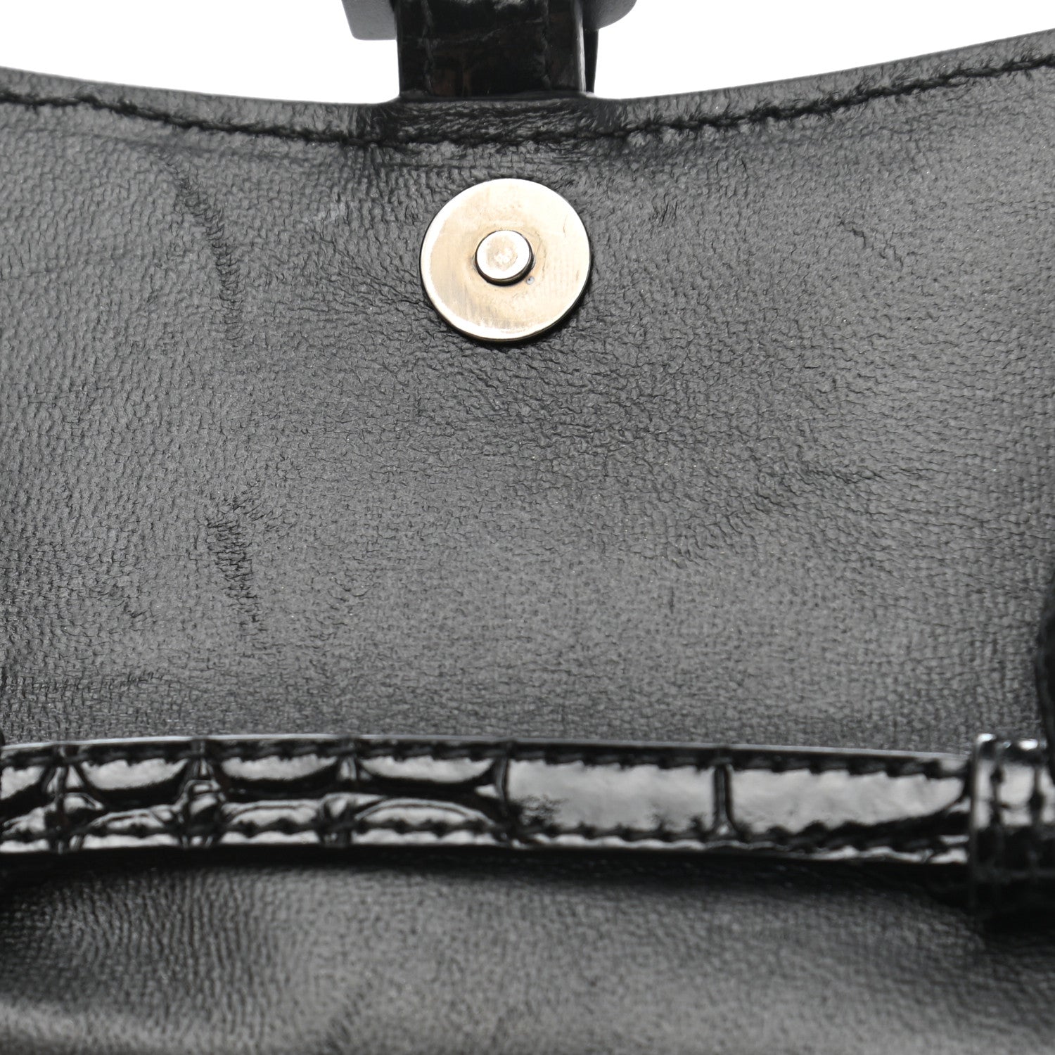 Balenciaga Shiny Calfskin Monochrome Crocodile Embossed Hourglass Top Handle Bag Mini Black 8 of 10
