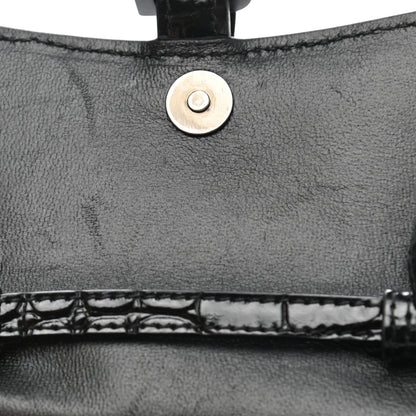 Balenciaga Shiny Calfskin Monochrome Crocodile Embossed Hourglass Top Handle Bag Mini Black 8 of 10