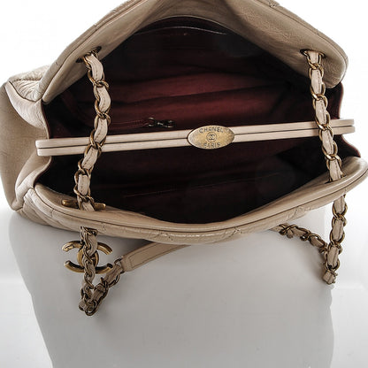 Chanel Aged Calfskin Large Just Mademoiselle Bowling Bag Beige 7 of 9