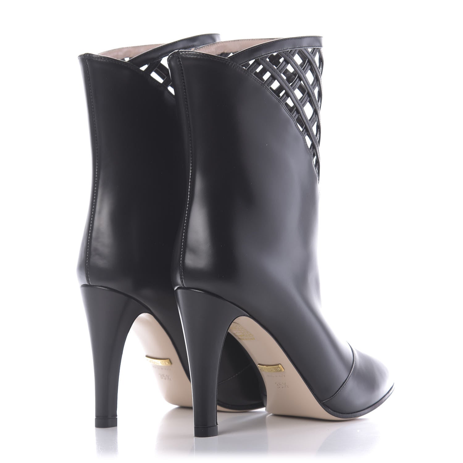 Gucci Plume Calfskin Damir Lattice Cutout Boots 35.5 Black 4 of 11