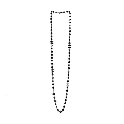 Chanel Ruthenium Pearl Beaded CC Long Necklace Black 3 of 5