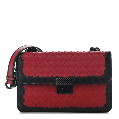 Bottega Veneta Nappa Intrecciato Glass Shoulder Bag Red Black 1 of 7