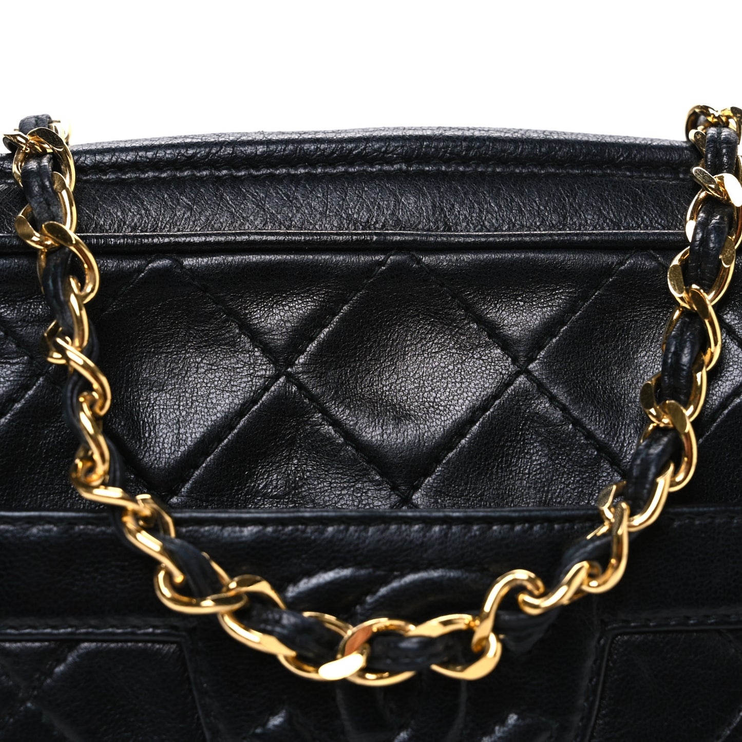 Lambskin Quilted CC Tassel Camera Case Black