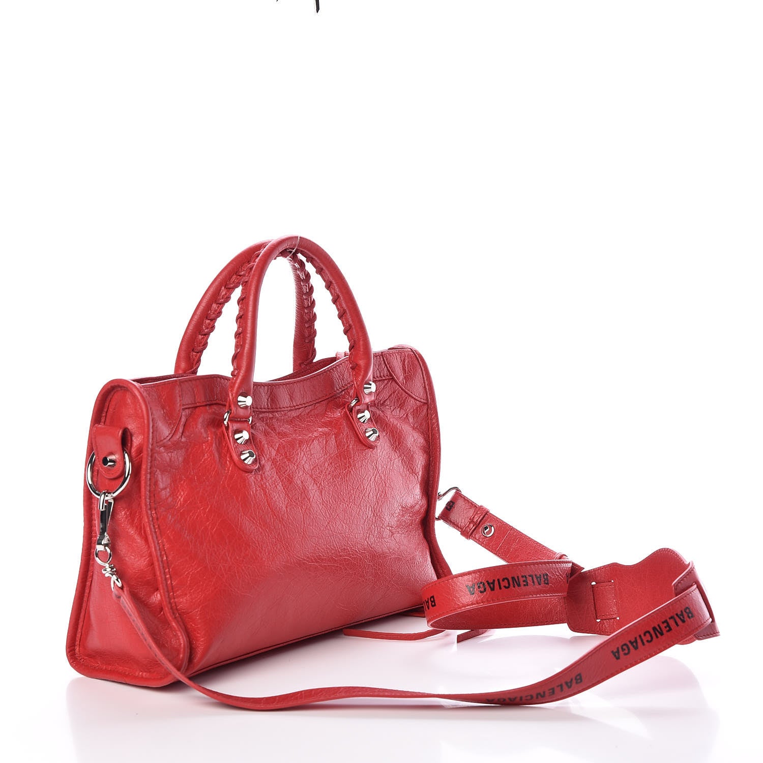 Balenciaga Agneau Arena Classic Silver Hardware S City Logo Strap Rouge Cardinal Black 4 of 10