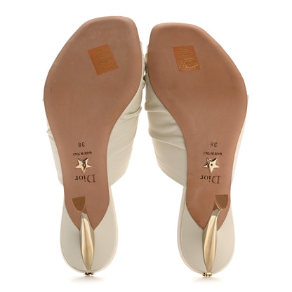 Christian Dior Lambskin D-Fame Mule Sandals 38 Off White 6 of 10