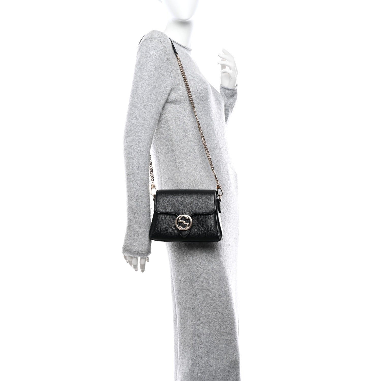 Gucci Dollar Calfskin Interlocking G Crossbody Bag Black 2 of 10