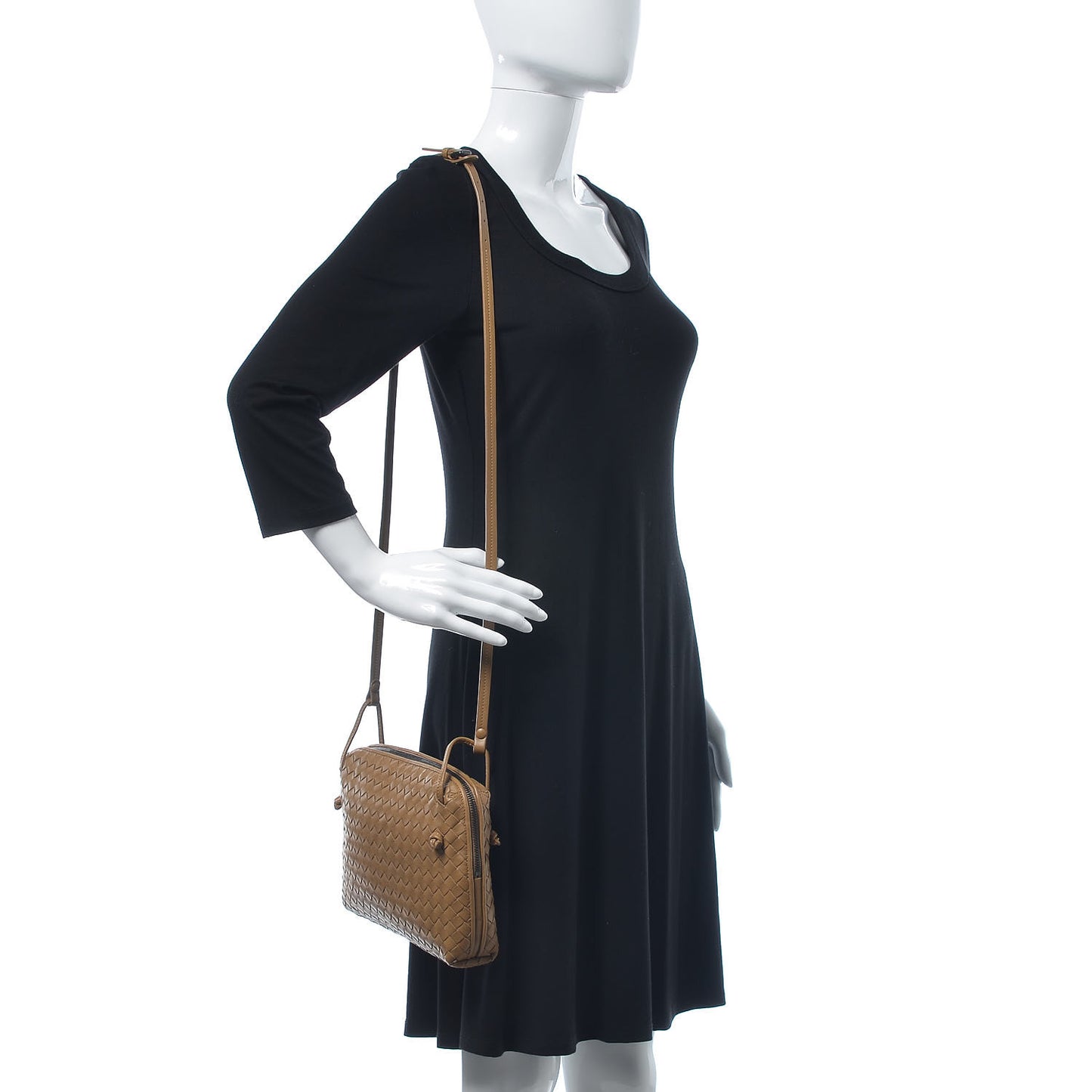 Nappa Intrecciato Pillow Crossbody Messenger Camel