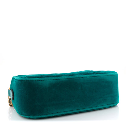 Gucci Velvet Matelasse Small GG Marmont Chain Shoulder Bag Pavone Cyan 4 of 10