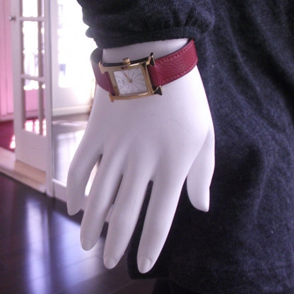 Hermes Stainless Steel Epsom 21mm Heure H Hour Quartz Watch Rouge 2 of 8