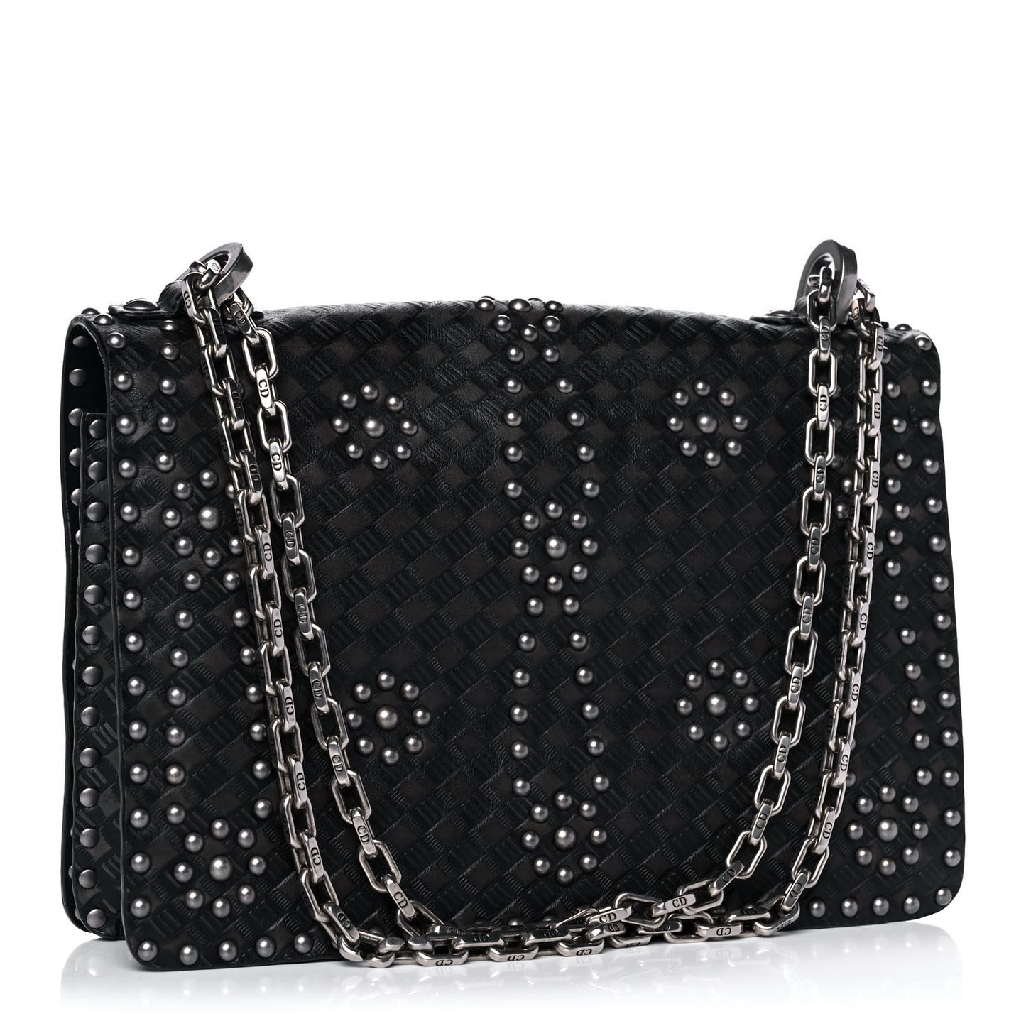Calfskin Studded Dio(r)evolution Flap Bag Black