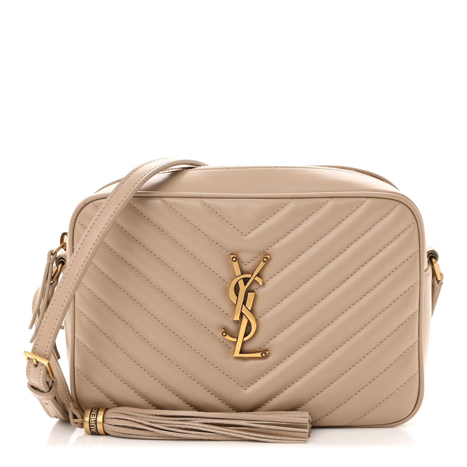 Saint Laurent Calfskin Matelasse Monogram Lou Camera Bag Dark Beige 1 of 13