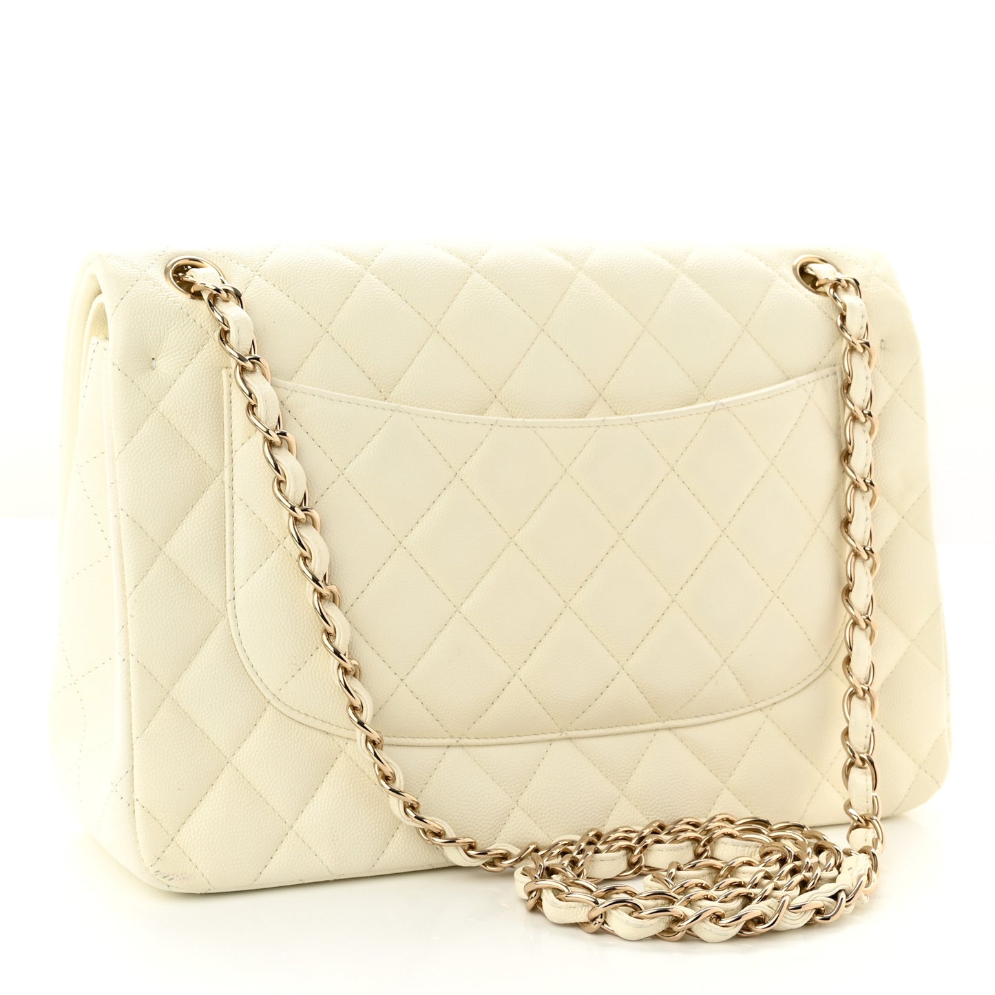 Caviar Quilted Jumbo Double Flap White