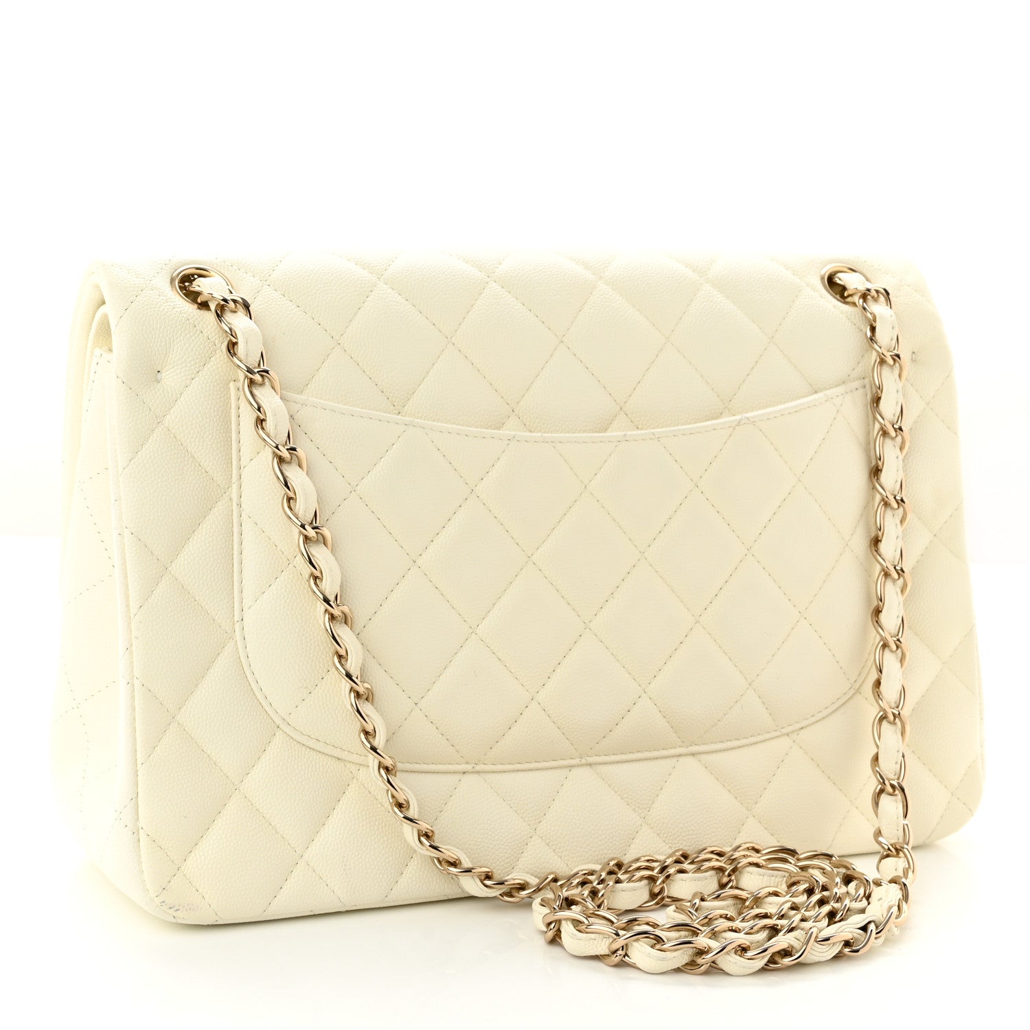 Chanel Caviar Quilted Jumbo Double Flap White 3 of 10