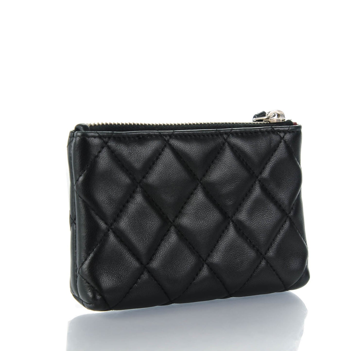 Lambskin Quilted Key Holder Case Black