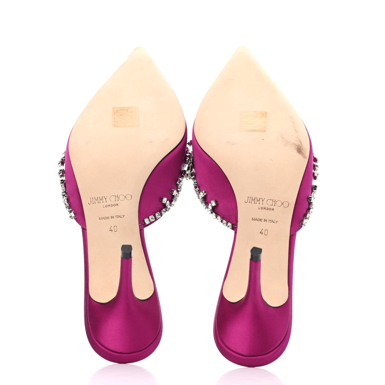 Jimmy Choo Satin Crystal Embellished Tatie Mules 40 Pink 4 of 4