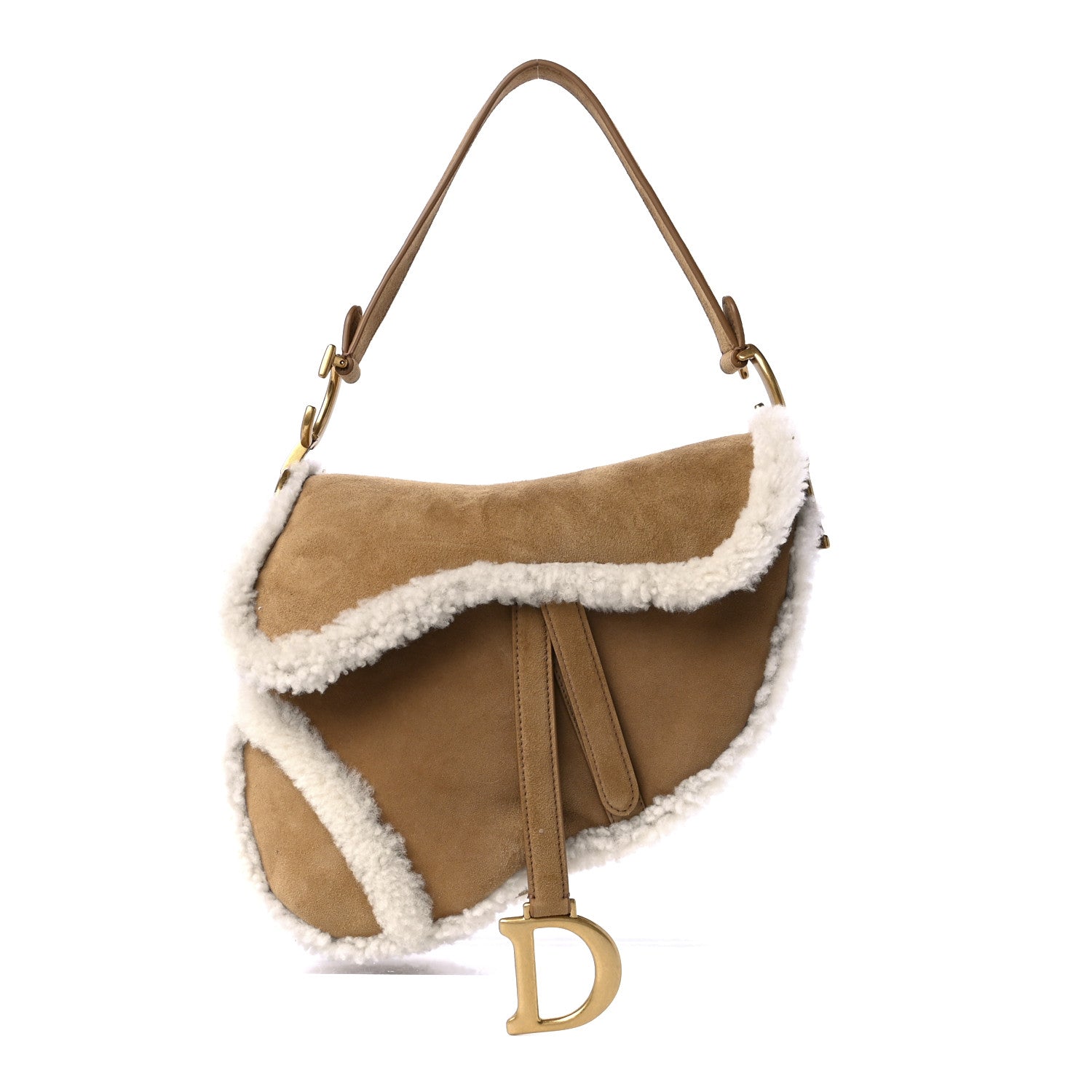 Christian Dior Shearling Saddle Bag Camel 1 of 10