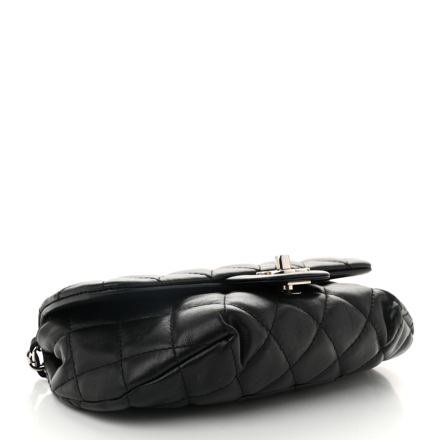 Calfskin Quilted CC Uniform Flap Belt Bag Black