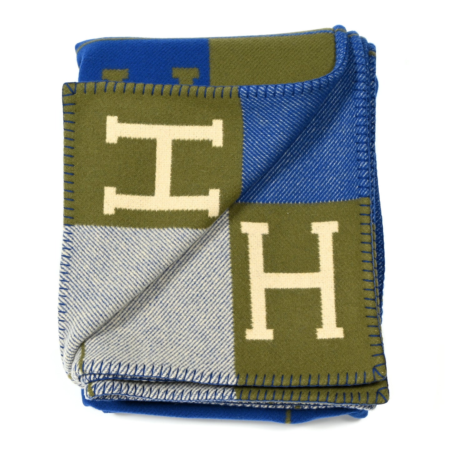 Wool Cashmere Avalon III Throw Blanket Marine Kaki