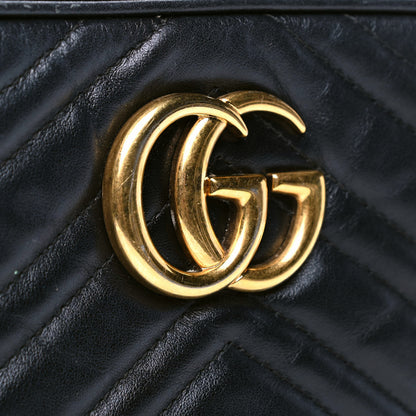 Gucci Calfskin Matelasse Small GG Marmont Chain Shoulder Bag Black 5 of 6