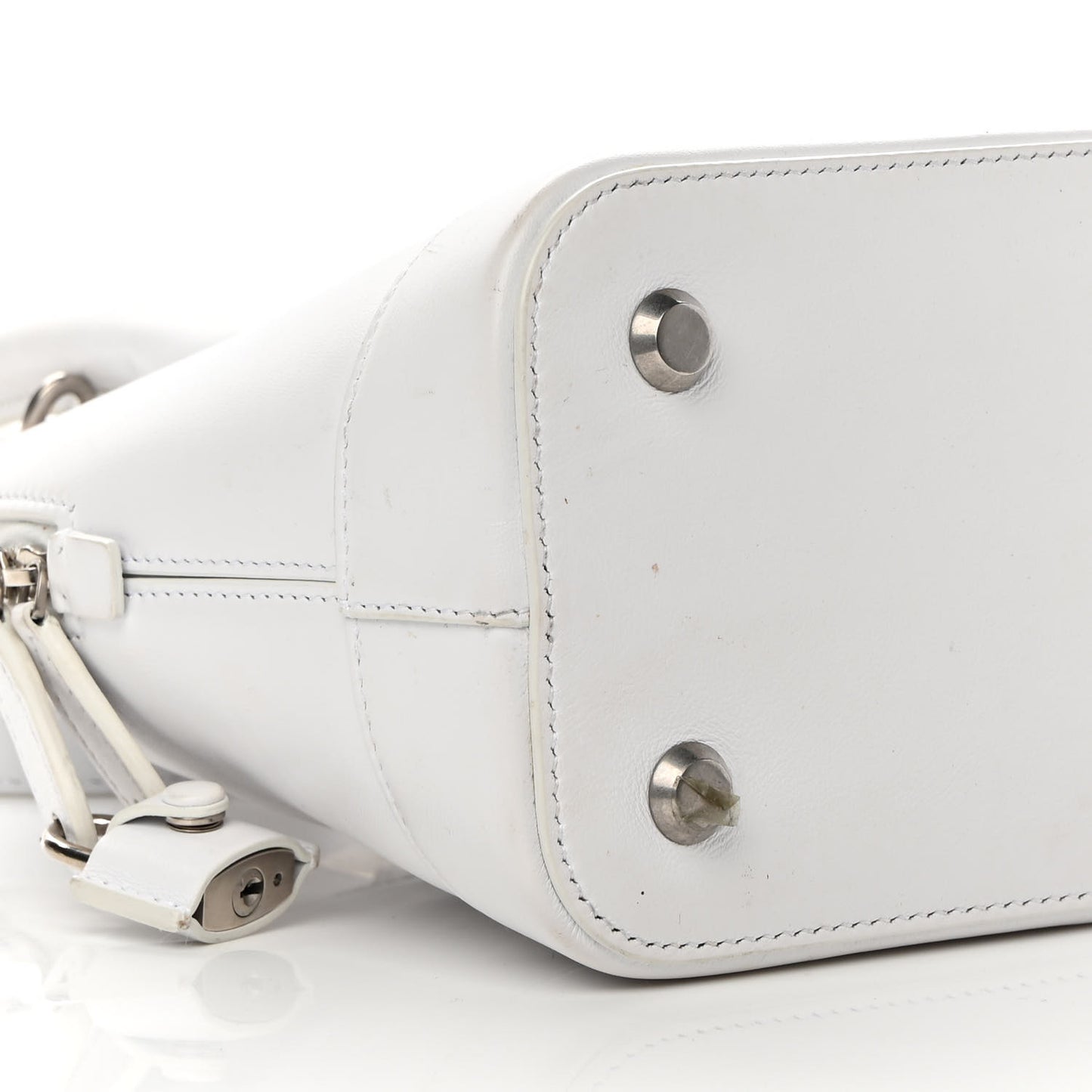 Smooth Calfskin 3D Logo S Ville Top Handle Bag White Screen Blue Black