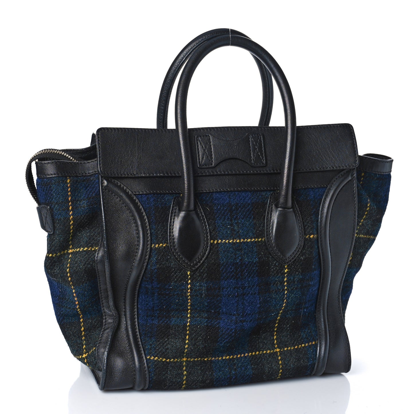 Smooth Calfskin Tweed Tartan Mini Luggage Midnight