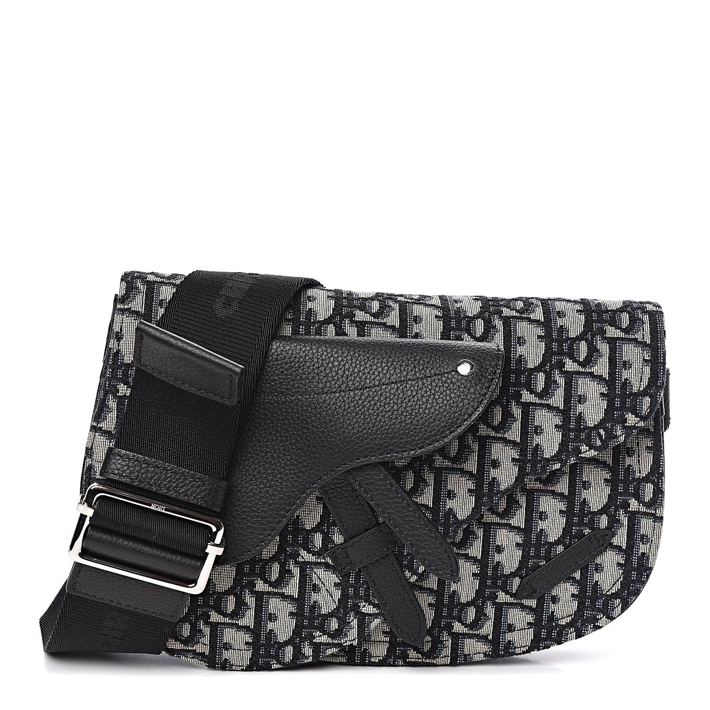 Oblique Saddle Messenger Pouch Beige Black