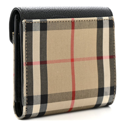 Burberry Grainy Calfskin Vintage Check Lila Tri-Fold Wallet Black 3 of 7